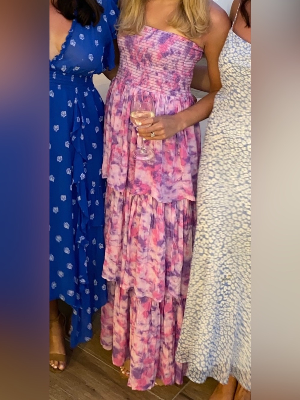 Tiered Pink & Purple Floral Maxi dress